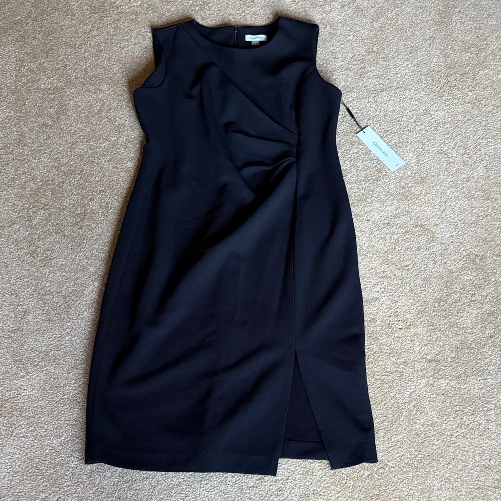 Calvin Klein Black Midi Dress size 14 NWT LBD